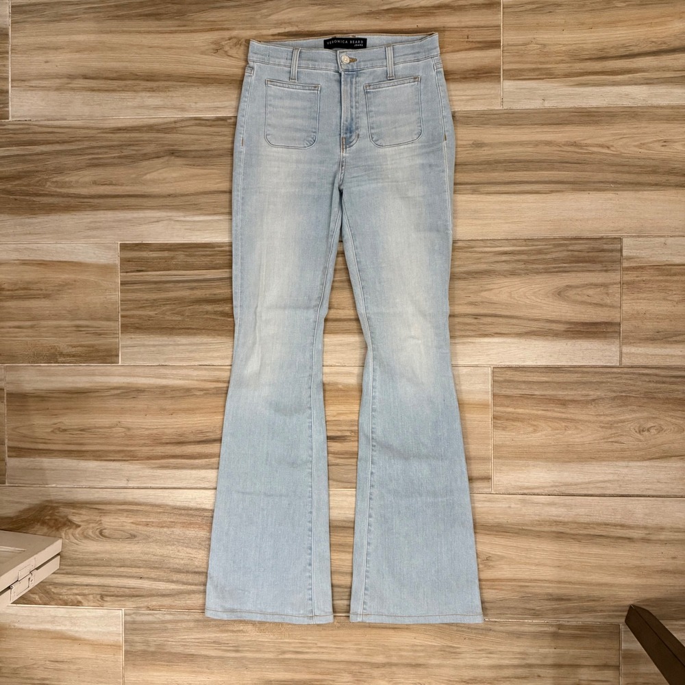 Veronica Beard Florence Flare High Rise Jeans Aire Wash Light Blue Size 27/4